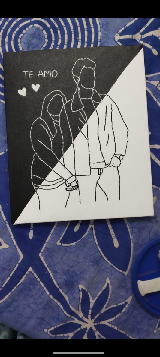 Embroidered Couple Silhouette with "Te Amo"