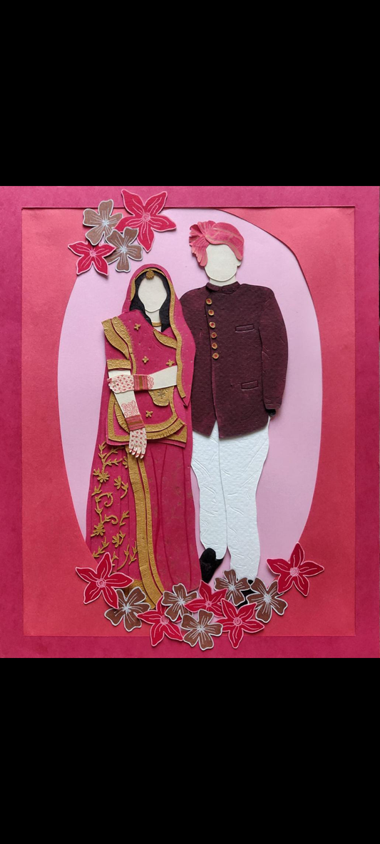 Paper Art Couple in Traditional Attire