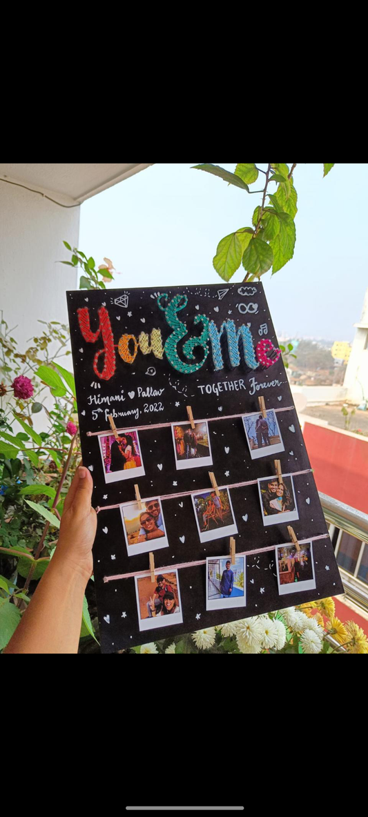 Personalized Photo Display Board with Hand-Lettering