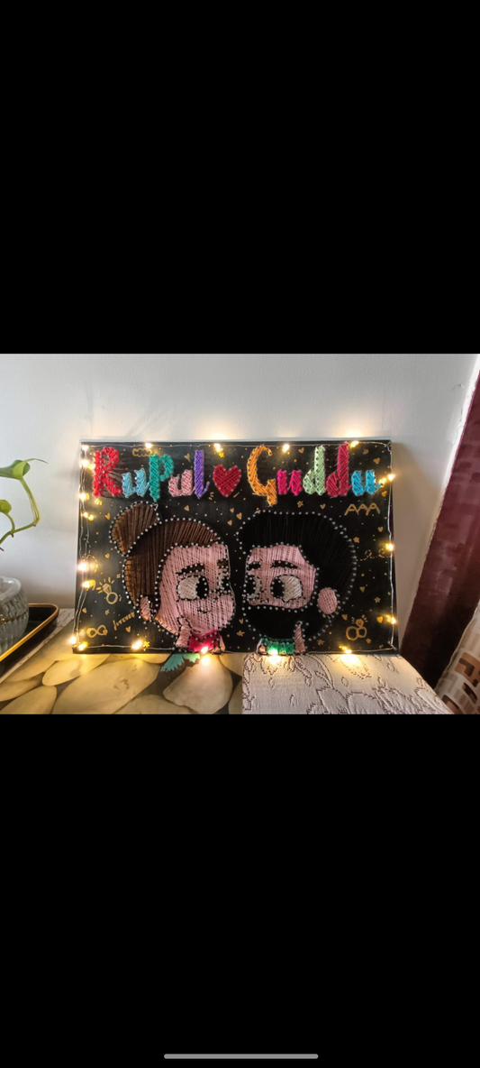 Illuminated String Art Couple Portrait