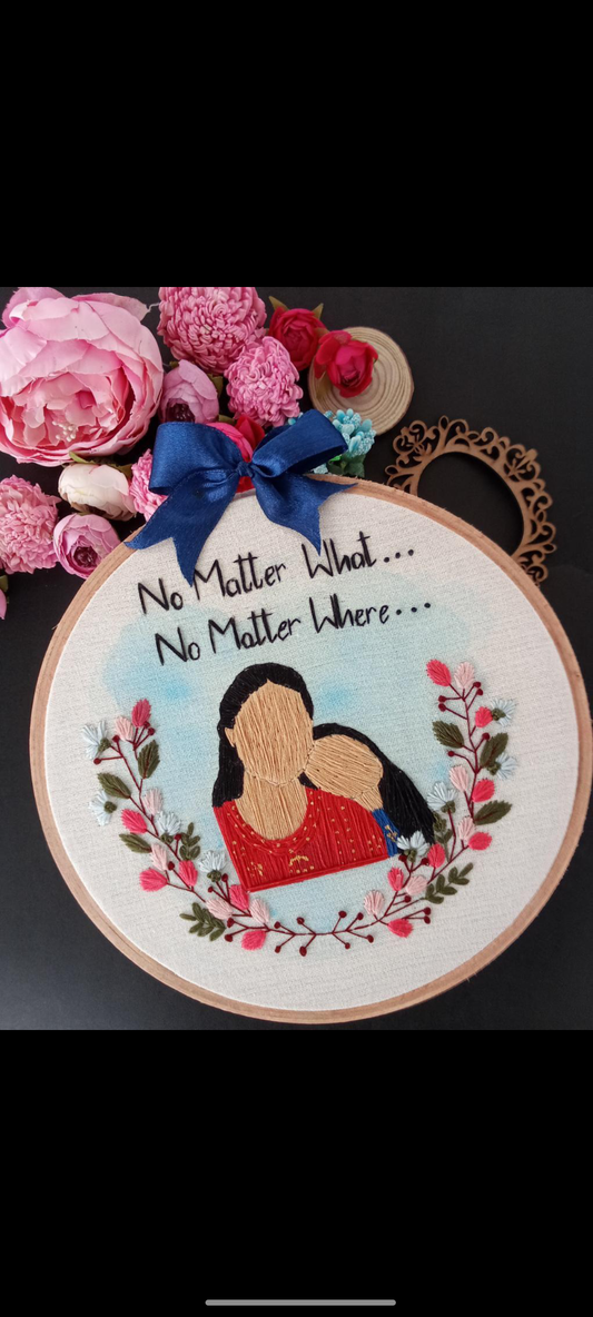 Embroidered hoop with Couple Portrait