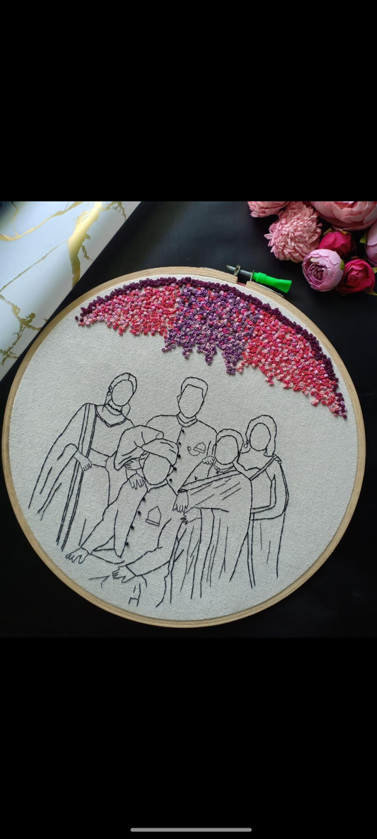 Embroidered Family Portrait Hoop