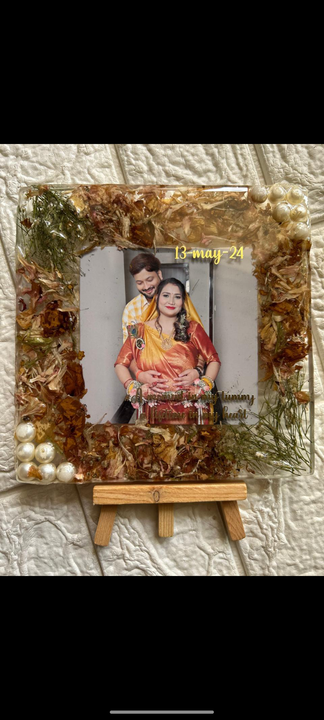 Resin Photo Frame with Dried Botanicals and Date
