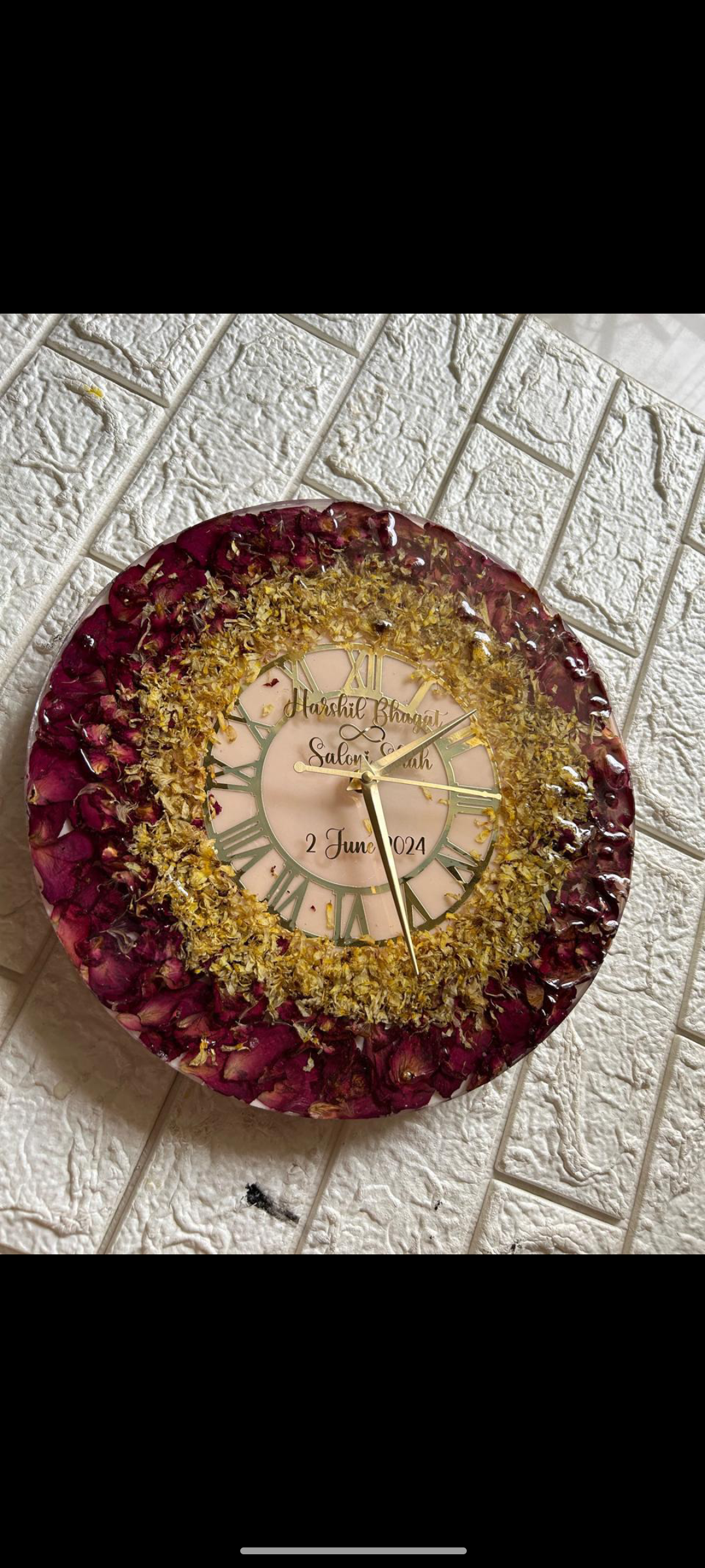 Crimson & Gold Date resin Clock