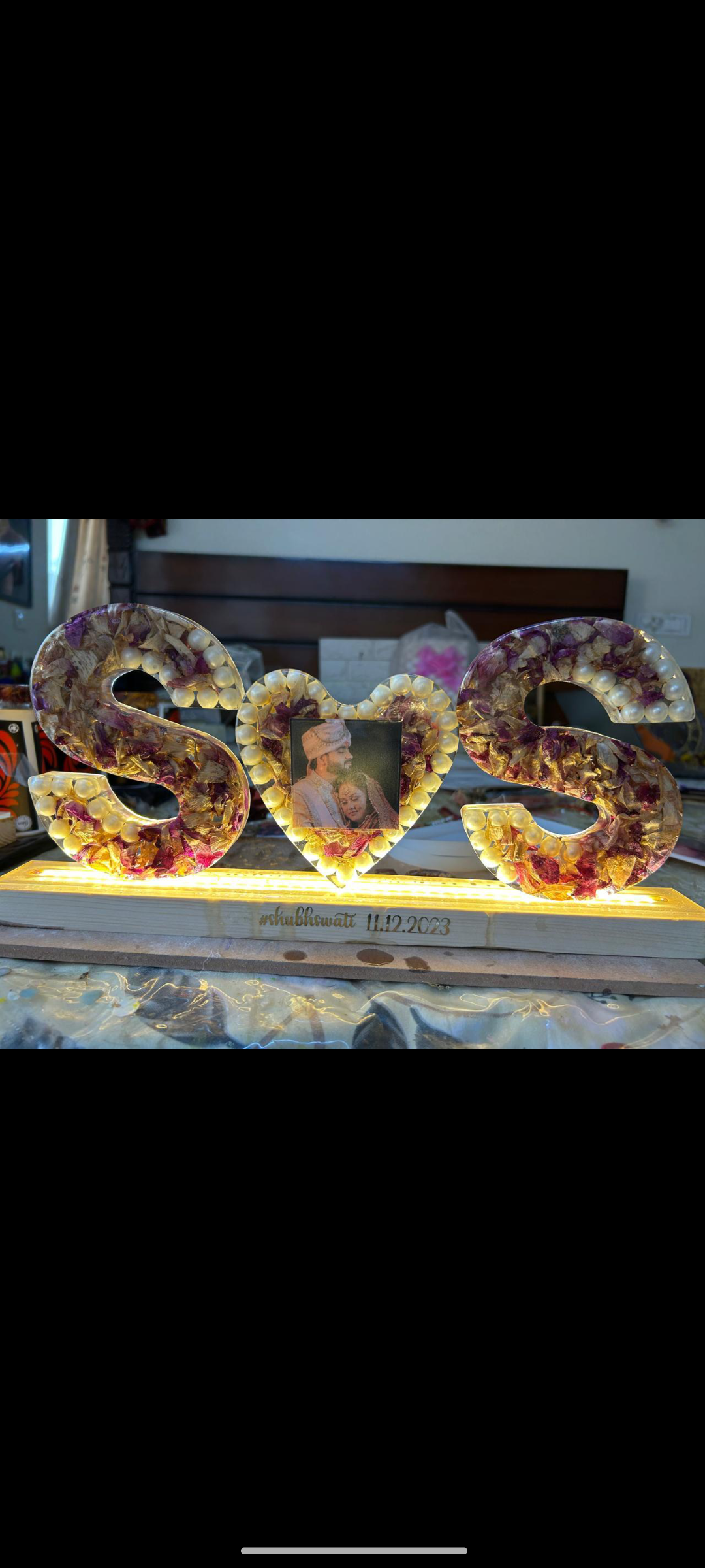 Initials of Love" Illuminated Resin Set