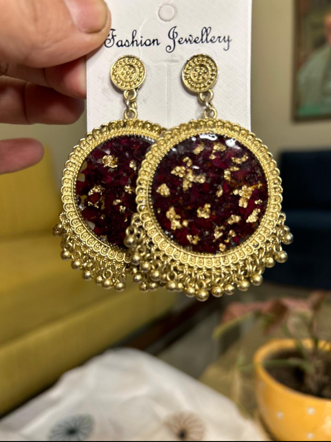 Crimson Bloom Jhumka Earrings