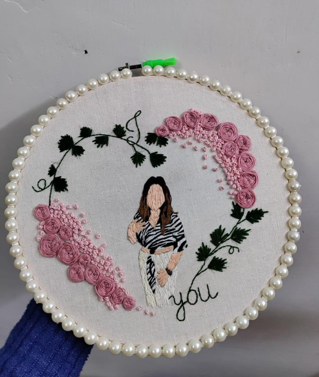 Enhanced union embroidery hoop art