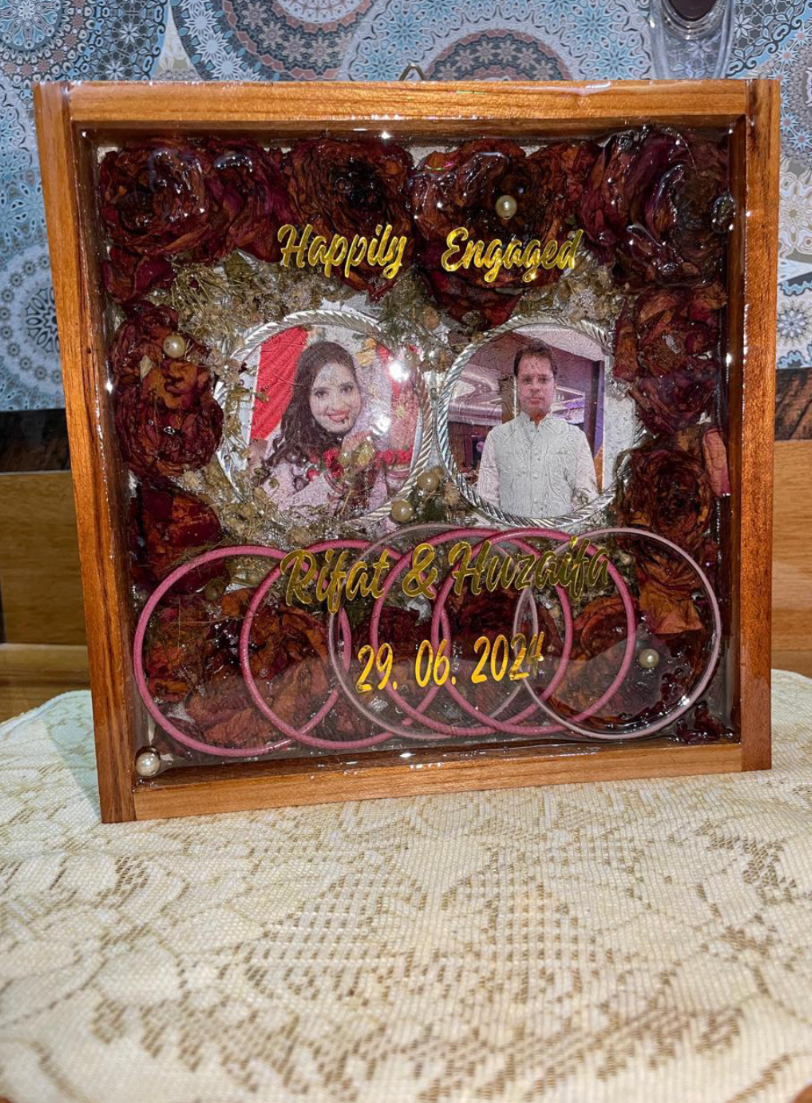 Engaged Hearts Resin Keepsake