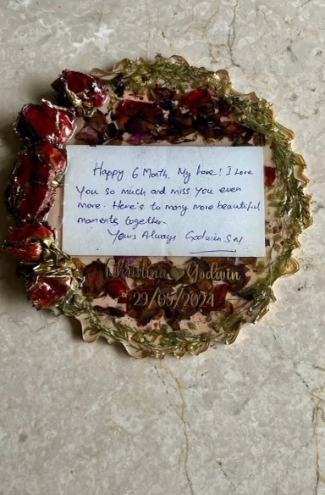 Christina & Godwin 6 Month Anniversary Keepsake