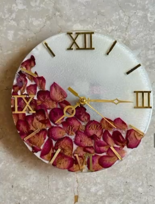 Floral Petal Resin Wall Clock