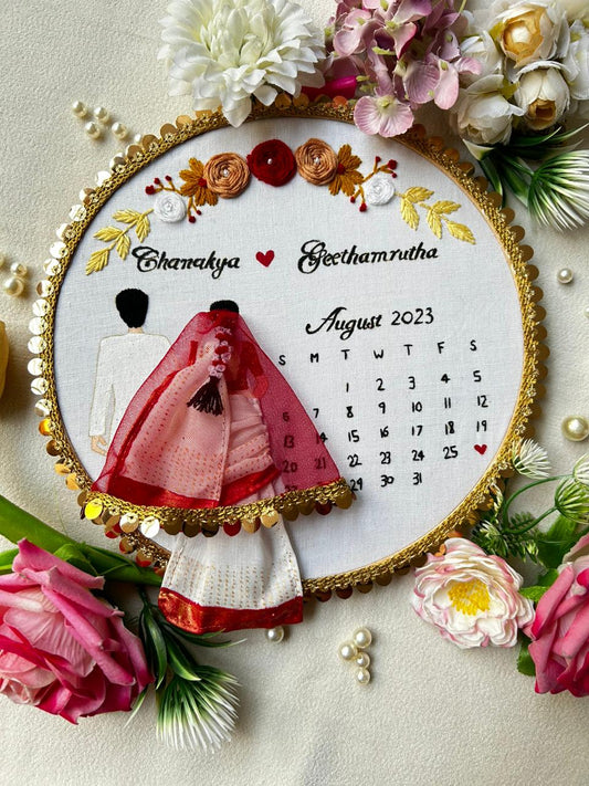 Customized Wedding Embroidery Hoop Gift | Western Style Hoop Gift | Gift for Birthday Wedding Anniversary Festival Gifts (10 Inches)