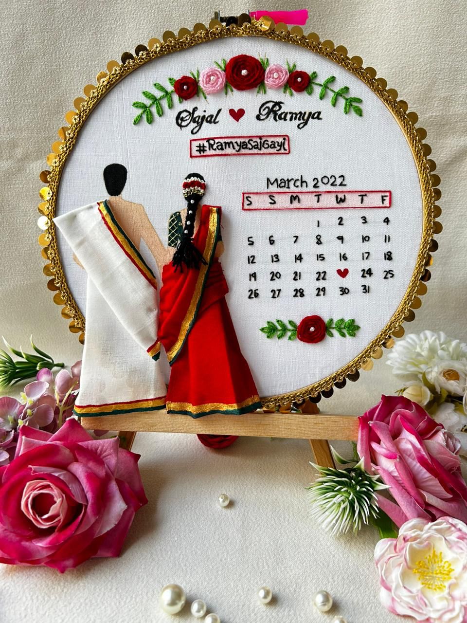 Customized Wedding Gift Embroidered Hoop Wall Art