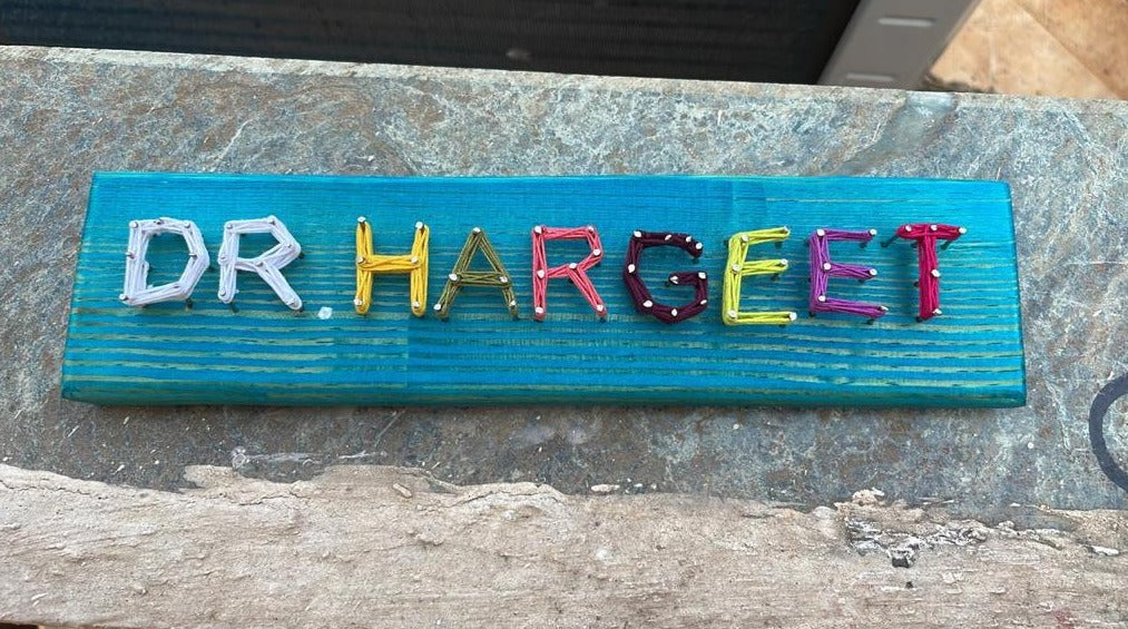 Custom Name Colourful Wooden String Art