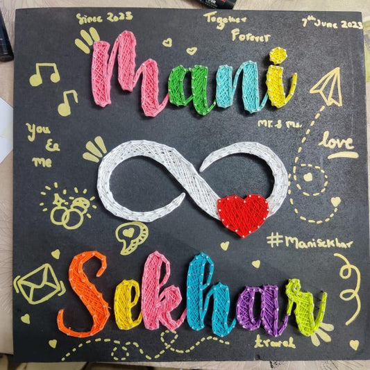 Attached with Love Colorful Couple Name String Art