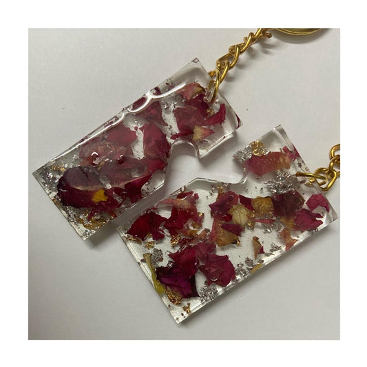 Heart Shaped Handcrafted Epoxy Resin Keychain Couple Keychain