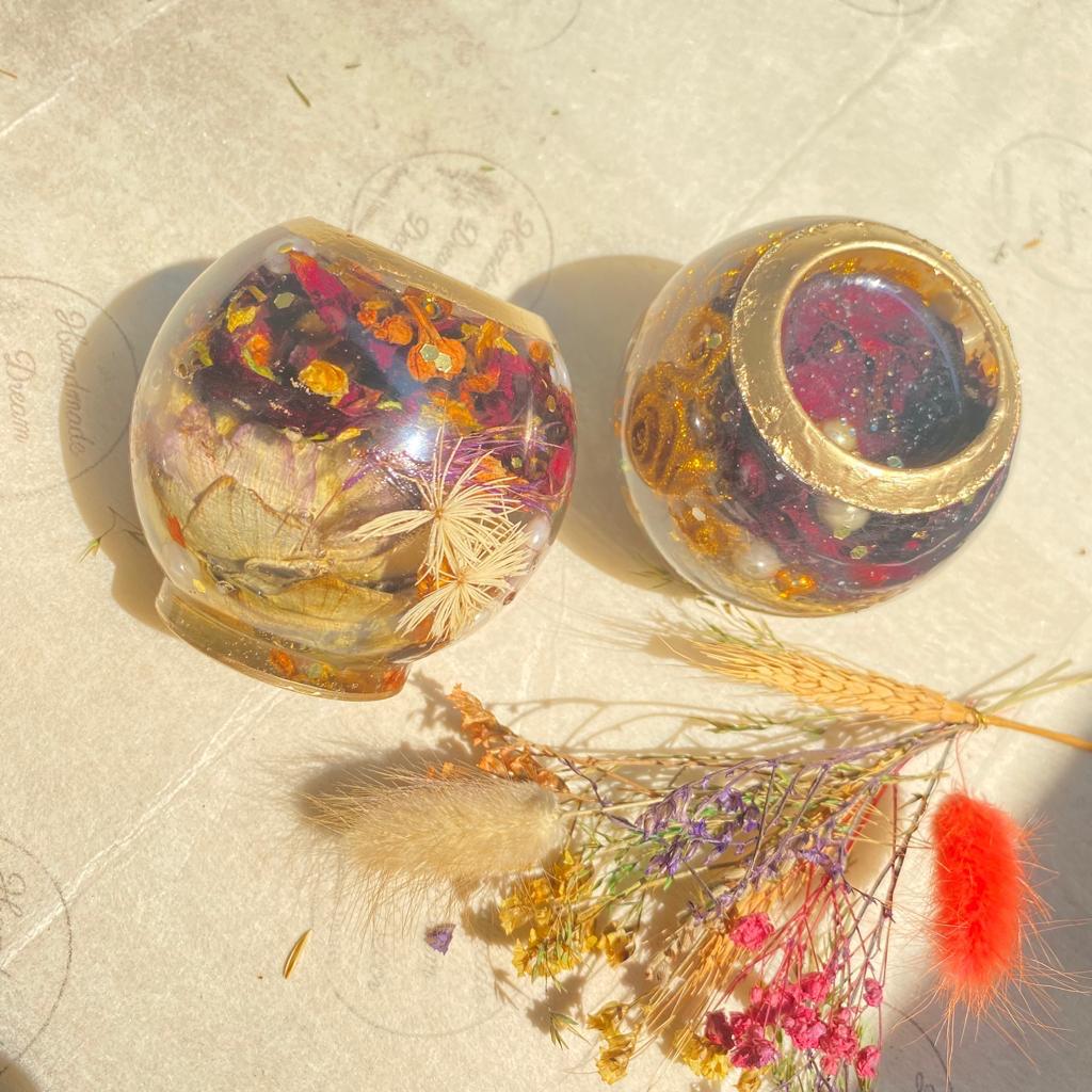 Resin Sphere Tea Light Holder or Crystal Ball Holder