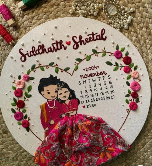 Customized Wedding Round Canvas hoop art