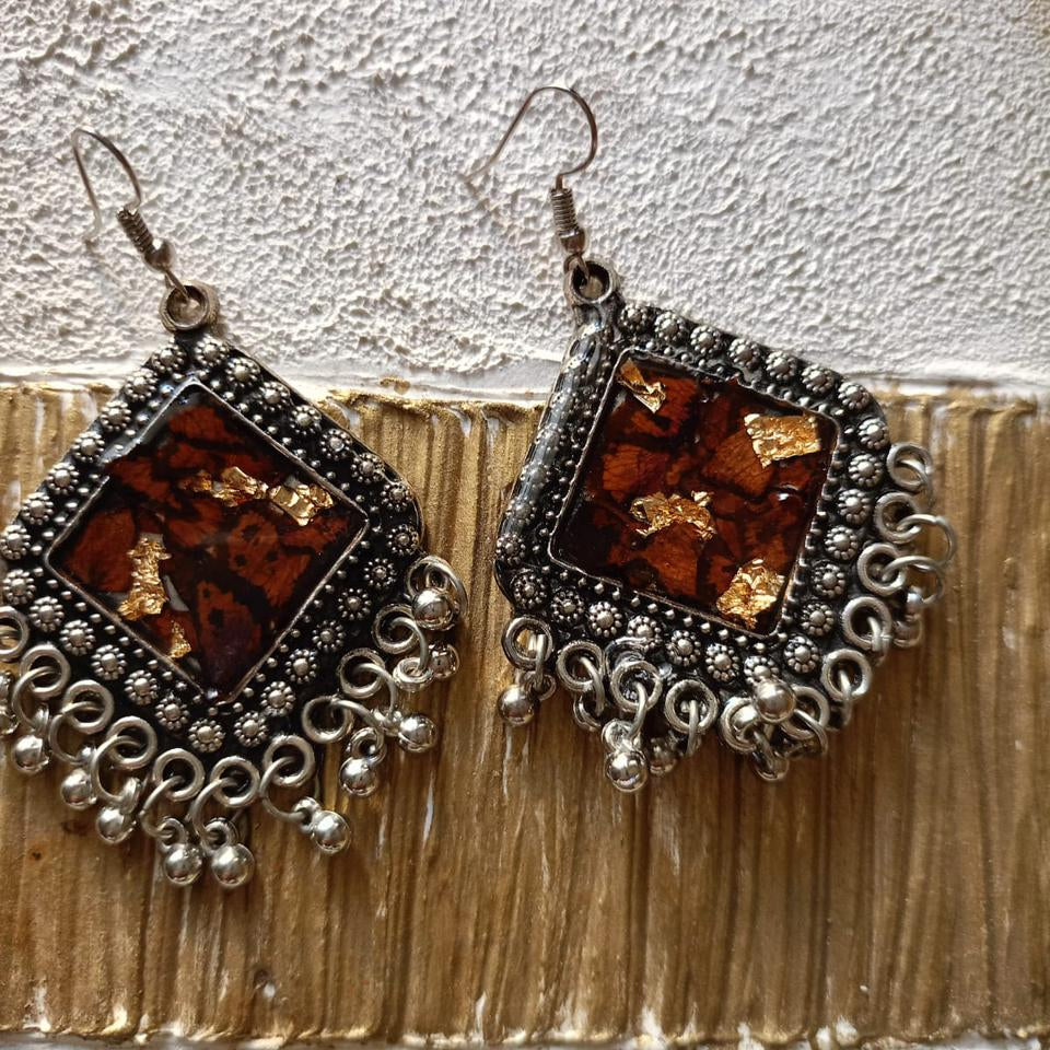 Oxidized Resin Earrings - Main Image