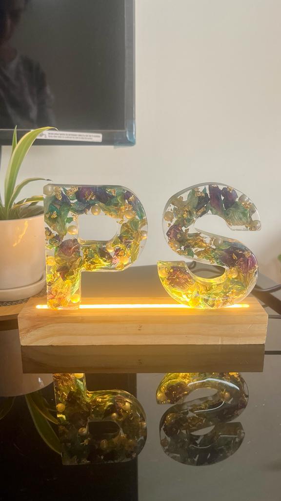 Customizable Epoxy Resin Alphabet LED Lamp