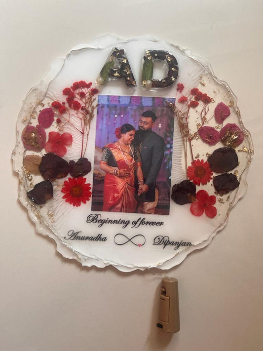 Forever Together Resin Flowers Preserved Couple Photo Frame