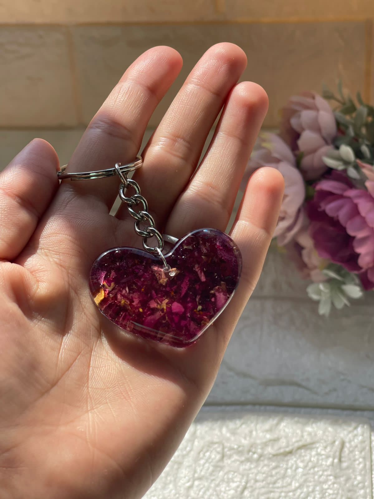 Hearts Embrace Resin Keychain - Main Image