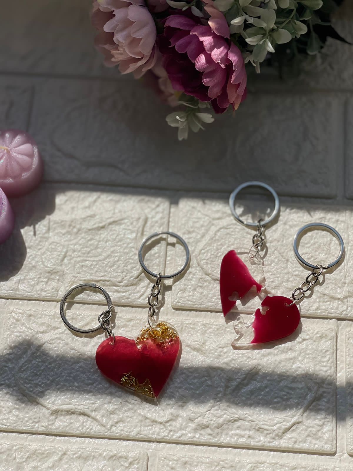 Hearts Embrace Resin Keychains