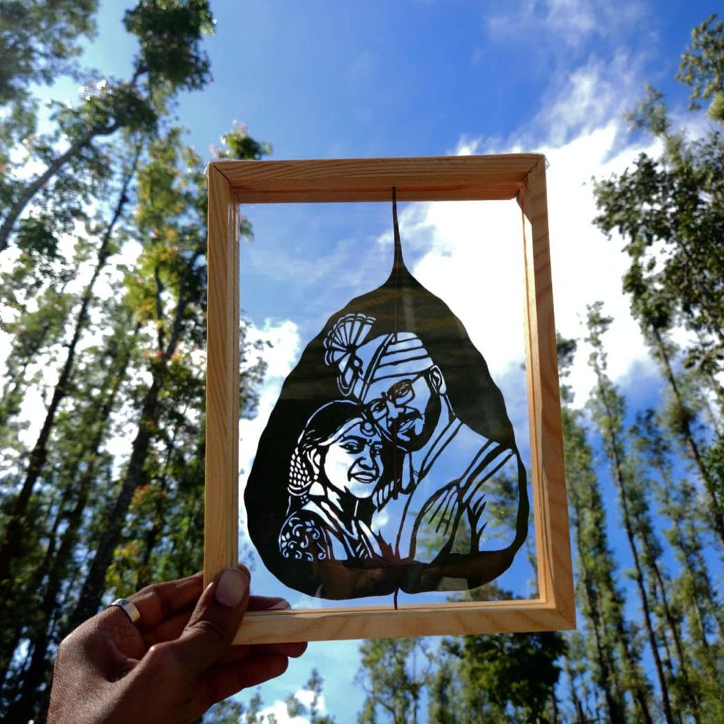 Green Grace: Handcrafted Couple Portrait