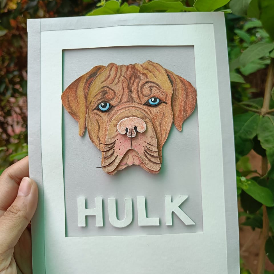 Pup Smash Greetings Handcut Dog portrait