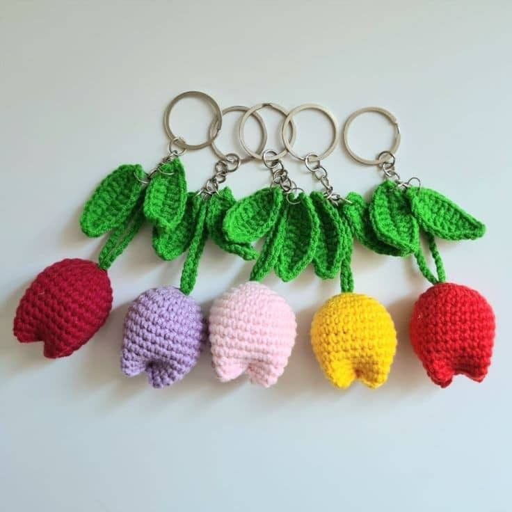 TulipCharm Crochet Keyrings