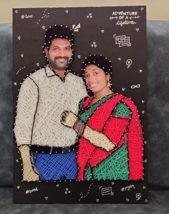 Couple illustration in String art