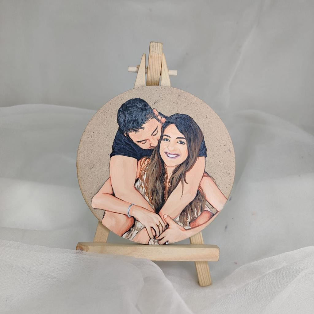 Hand-Painted Portrait on MDF Canvas – 4 Inches