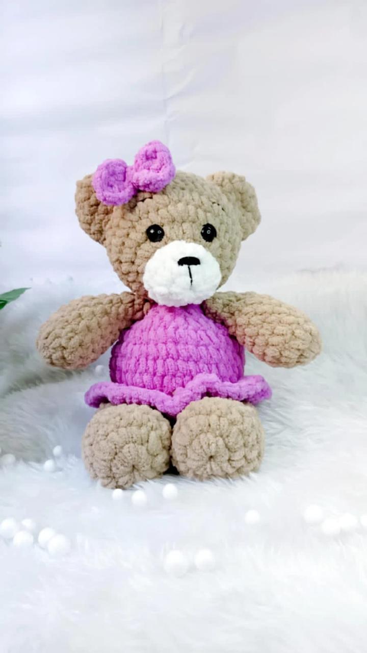 CozyCuddle Crochet Teddy Bear in Velvet Yarn