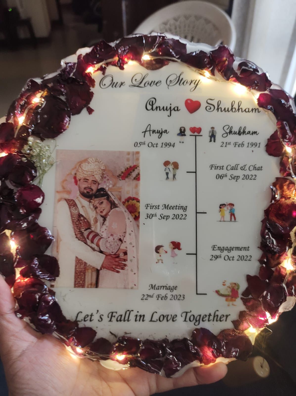 Varmala Preservation | Personalized Resin Love Story Table Top