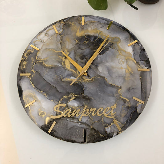 Gold Decor Epoxy Resin Wall Clock