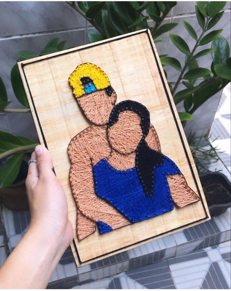 Love Stitched Together String Art Portrait