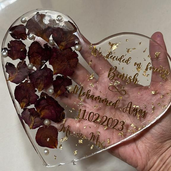 Rose of Devotion: Heart-Shaped Resin Rose Preservation with Customized Names