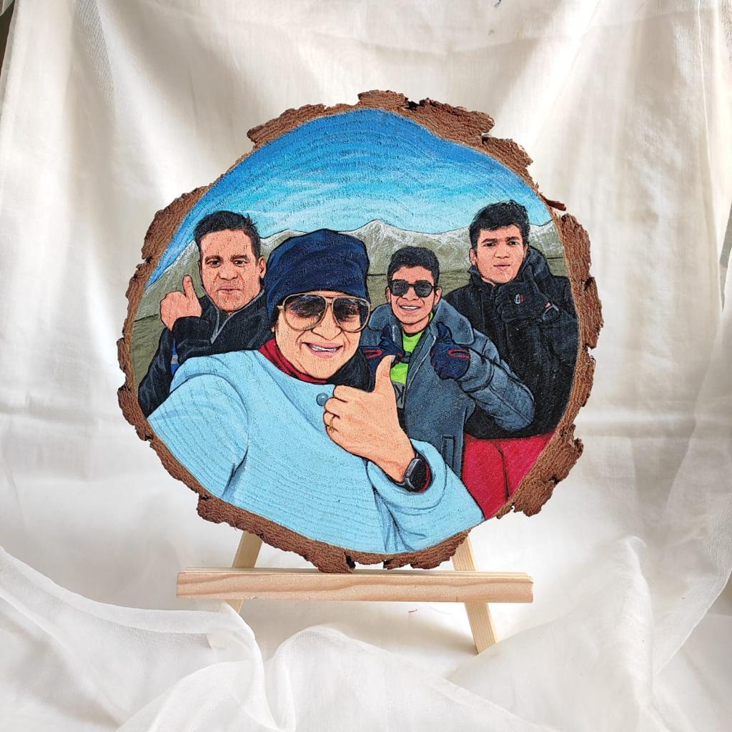 Double Delight: Artistic Hand Painting on 8-Inch Wooden Slice