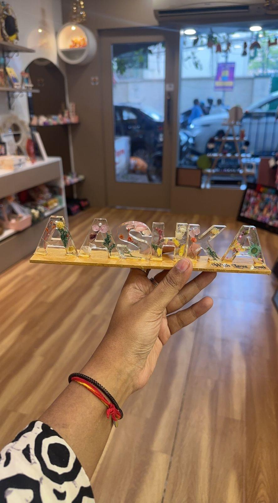 Blossom Signature Personalized Dried Flower Resin Name Sign