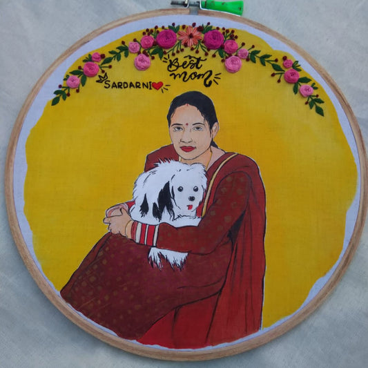 Artistry Circle Hand painted Embroidery Hoop portraited