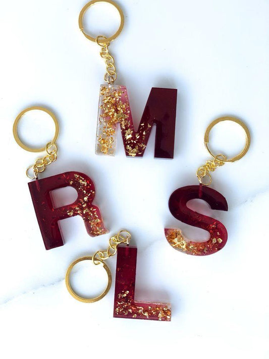 ChromaGlyphs Handcrafted Alcoholic Ink Resin Letters Keyrings