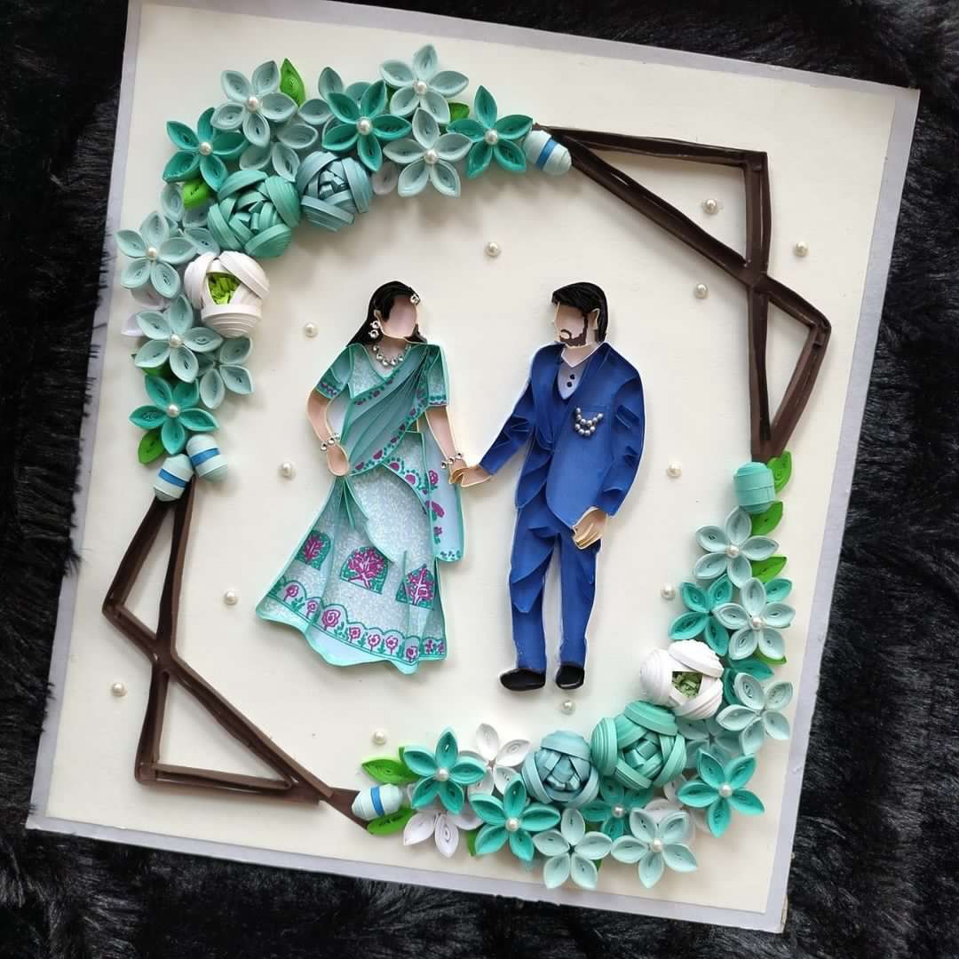 Wedding Quilling Floral Couple Photo Frame