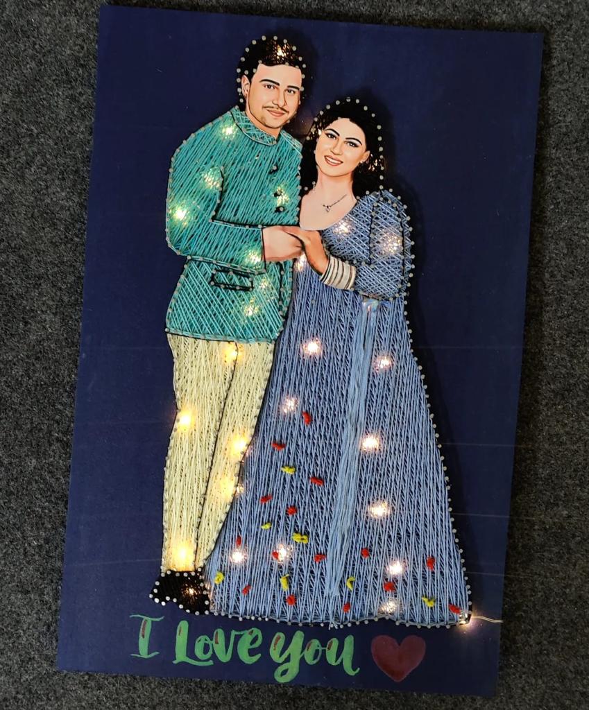 Personalized Couple Caricature String Art