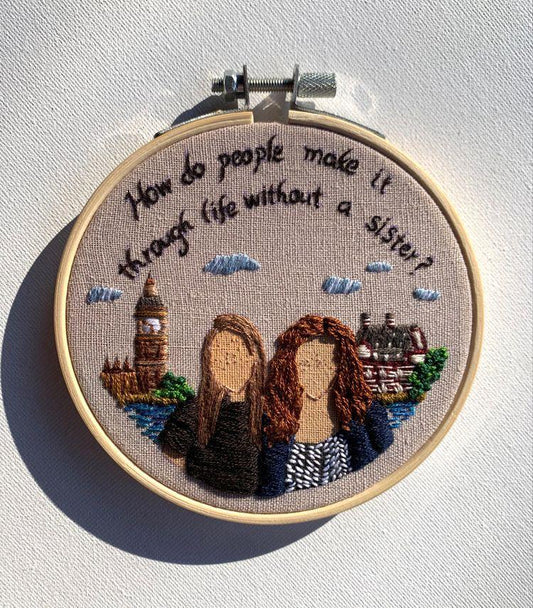 Stitching Memories Crafting Bonds: Handmade Embroidery Hoops for Sisters