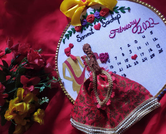 Handmade Kaarigari Customize Embroidery Hoop Frame Wedding and Anniversary Gift for Couples