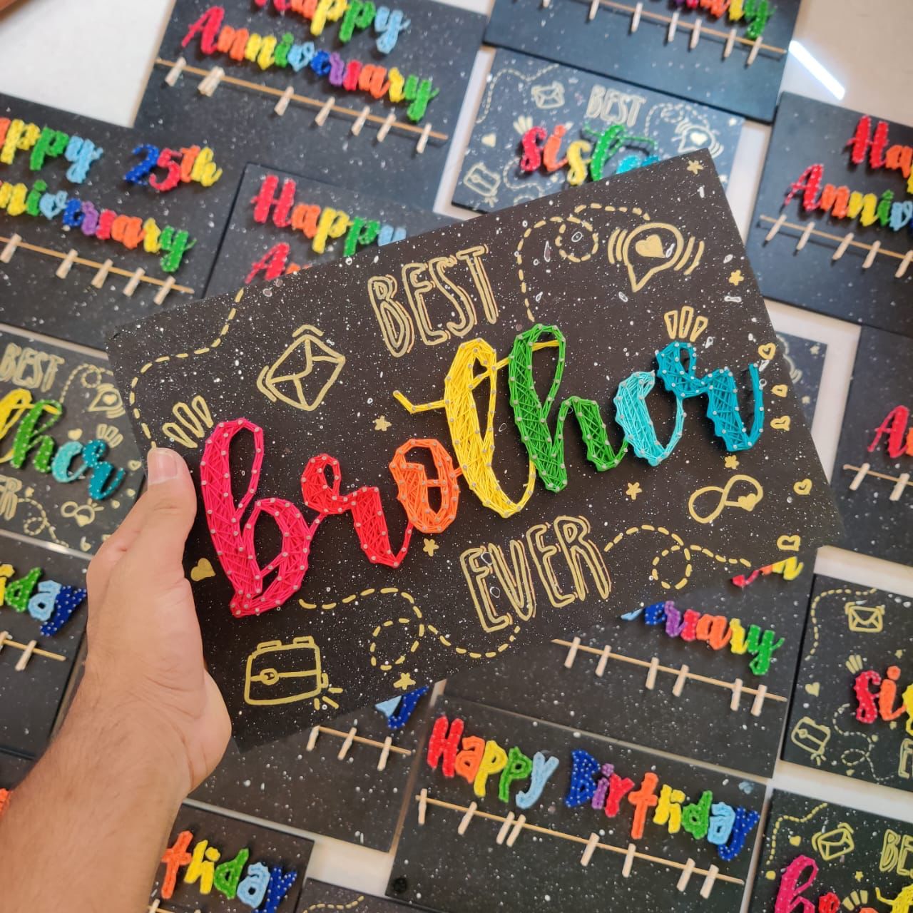 Sibling Support: Heartwarming Best Brother Ever String Art Name Board