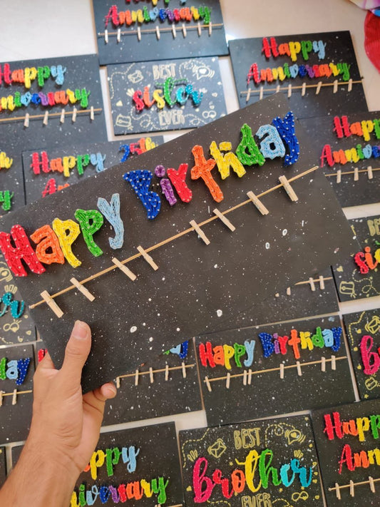 Colorful Festivities: Joyful Happy Birthday String Art