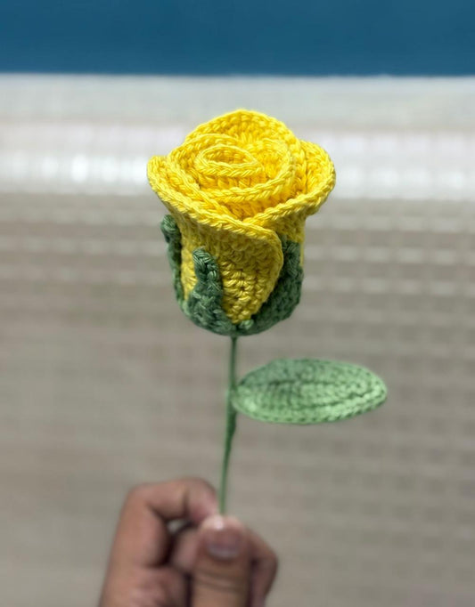 Yellow Bloom Crochet Rose