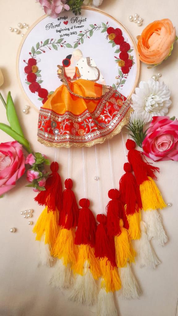 Elegant Traditional Wedding Gift- Embroidered Hoop