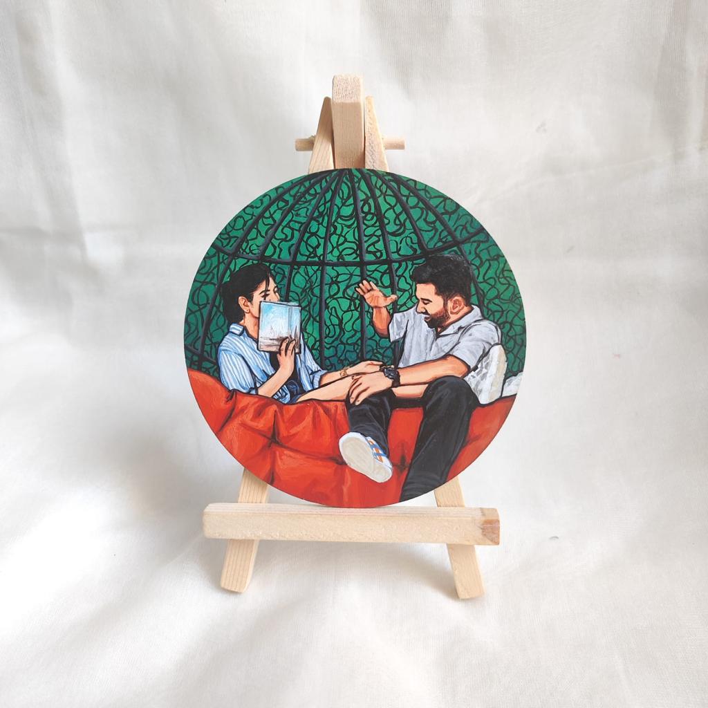 Loving Strokes: Hand-Painted Couple Art on a 4/6-Inch MDF Base