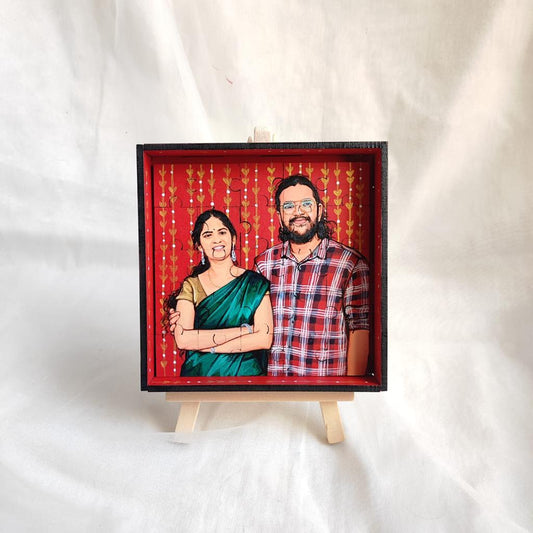 Enigmatic Duo: Intricate 5x5 Inch Couple Puzzle with 25 Hand-Painted Pieces